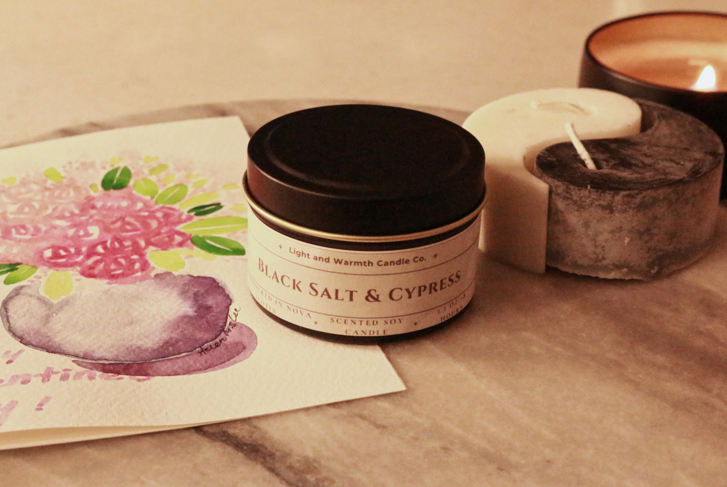 Black Salt & Cypress Scented Candle